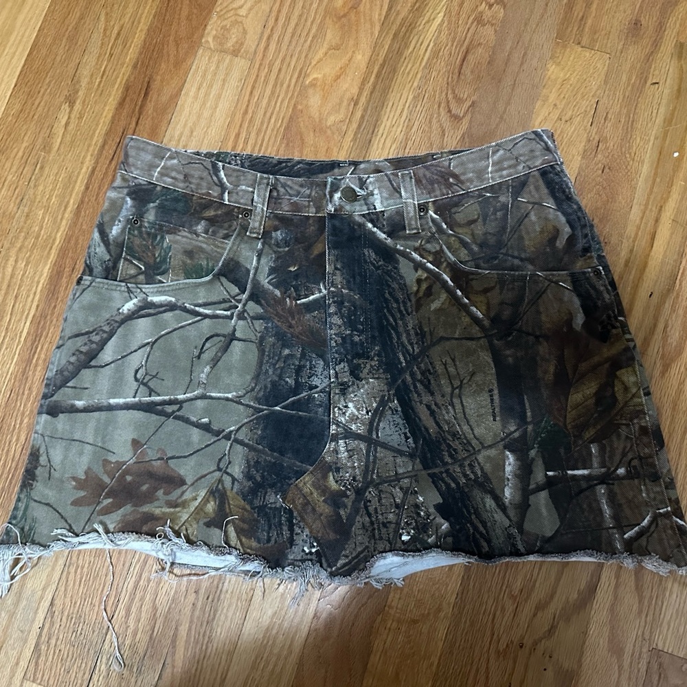 Wrangler camo denim mini skirt